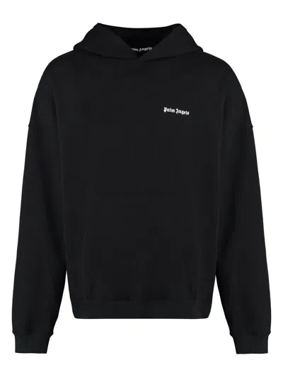Palm Angels Brand-embroidery Kangaroo-pocket Relaxed-fit Cotton-jersey Hoody In Black
