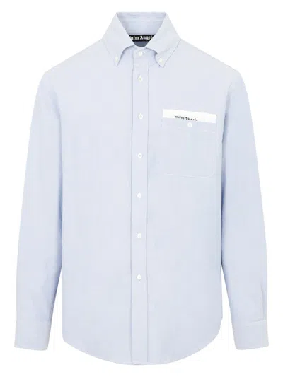 Palm Angels Shirt With Pocket In Light Blue