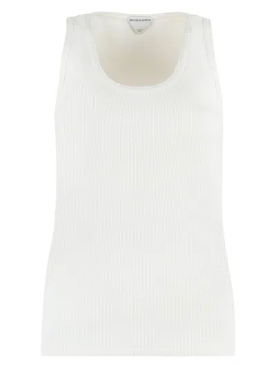 Bottega Veneta Stretch Rib Cotton Tank Top In White