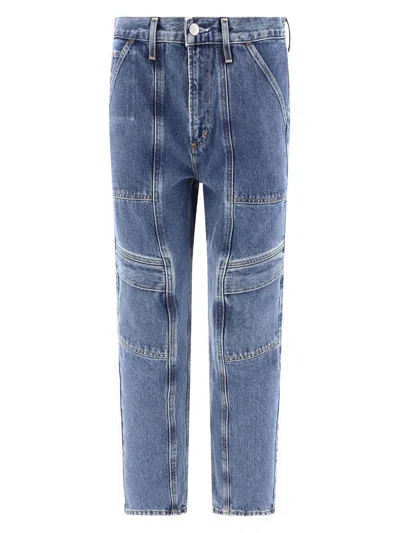 Agolde Cooper Straight Denim Cargo Jeans In Blue
