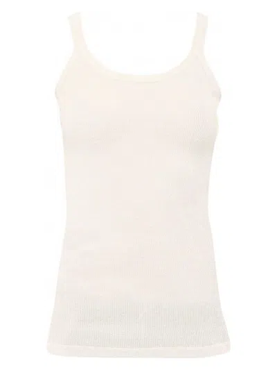 Bottega Veneta Slim Fit Light Cotton Tank Top In White