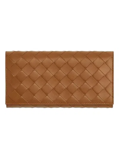Bottega Veneta Large Flap Woven Rectangular Purse In Brown