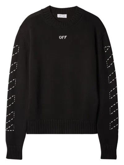 Off-white Regular Fit Jersey With Distinctive Logo And Textured Detailing In Black