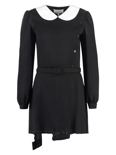 Maison Margiela Peter Pan-collar Wool Minidress In Black