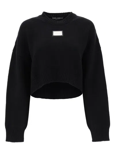 Dolce & Gabbana Wool And Cashmere Cropped Pullover In Black