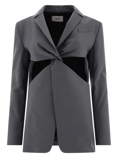 Coperni Tailored Jacket With Twisted Cut-out Detail In Grey