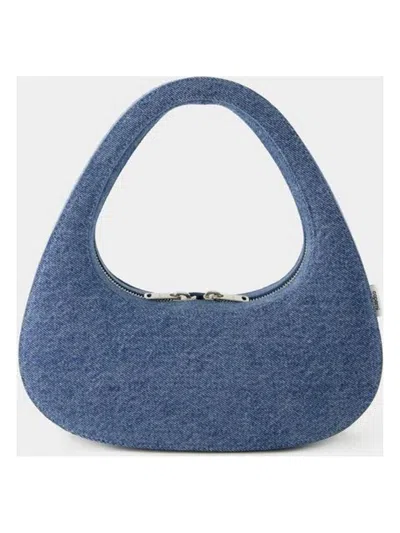 Coperni Swipe Denim Top Handle Bag In Blue