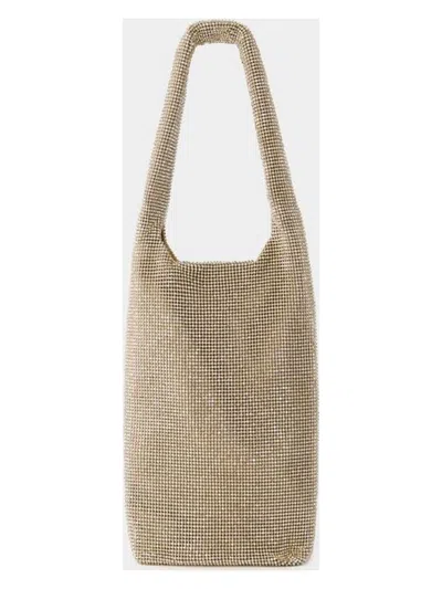Kara Crystal Mesh Wine Cooler Shoulder Handbag In Beige
