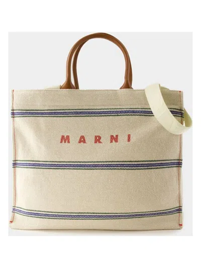 Marni Pelletteria Uomo Shopper Bag In Beige