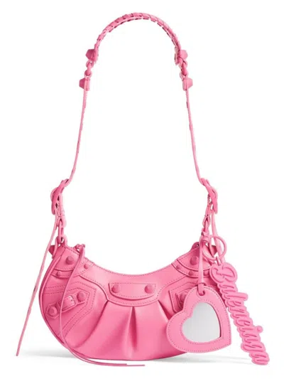 Balenciaga Women Le Cagole Xs Leather Shoulder Bag In Pink