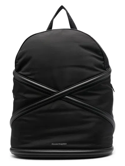 Alexander Mcqueen The Harness Logo Backpack In Black