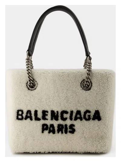 Balenciaga Women's Shearling Duty Free S Handbag In Beige