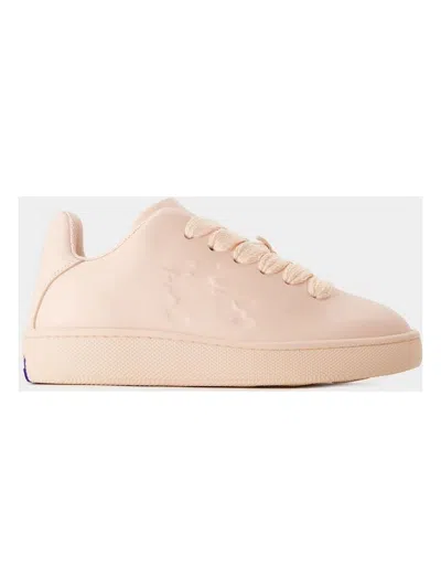 Burberry Embroidered Fabric Box Sneakers For Women In Beige