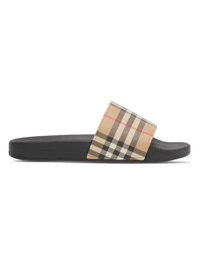 Burberry Lf Sdl Furley L Chk Slides In Beige