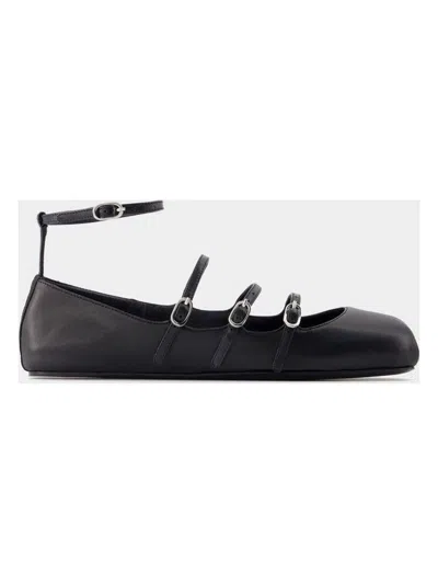 Alexander Mcqueen Mcqueen Women Leather Strap Ballet Flats In Black