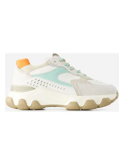 Hogan Hyperactive Leather And Suede Sneakers In White