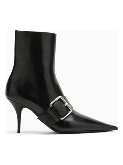 Balenciaga Women Leather Ankle Boots With Maxi Buckle In Black