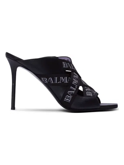 Balmain Women's Mule Ruby Logo In Noir
