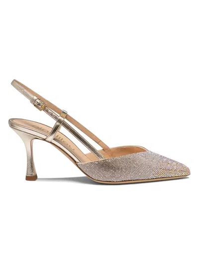 Ninalilou 75mm Heel  Silver Slingback And Rhinestones In Gold