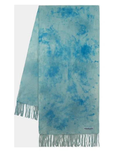 Acne Studios Women Narrow Tie-dye Wool Scarf In Blue