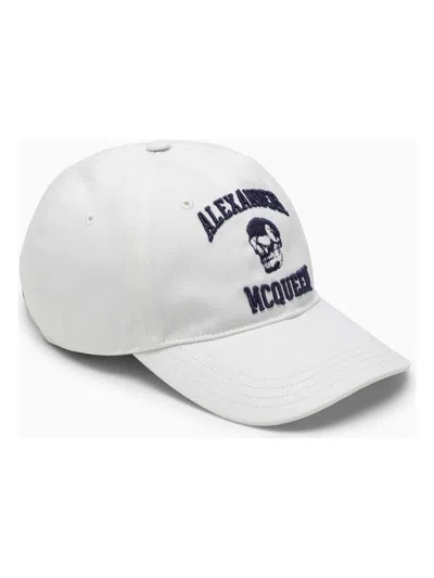 Alexander Mcqueen Embroidered-motif Cotton Cap In White