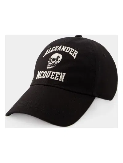 Alexander Mcqueen Embroidered Cotton-twill Baseball Cap In Black