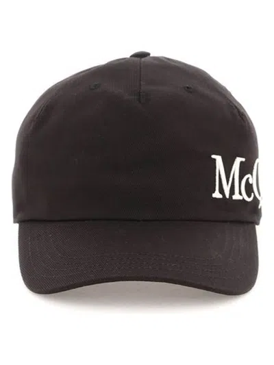 Alexander Mcqueen Oversize Embroidered Mcq Baseball Cap In Black