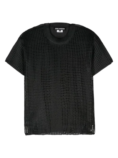 Junya Watanabe Women's Open-knit Crewneck T-shirt In Black