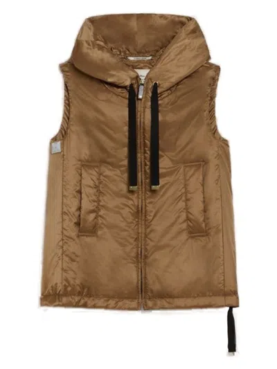Max Mara The Cube Water-resistant Technical Canvas Gilet In Caramel