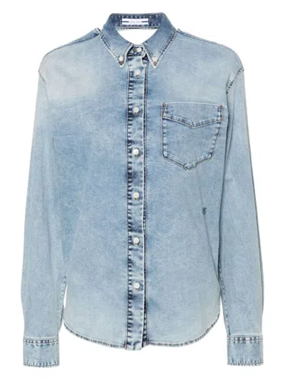 Jacob Cohen Twisted Denim Shirt In Light Blue