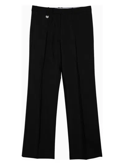 Burberry Suit Pants In Navy Blue Wool. Straight-leg Cut. Zippered Closure And Belt Clip. In Black