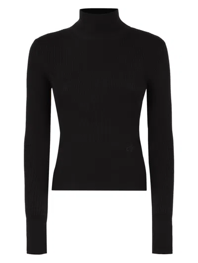 Shop Patou Women's Jumper Turtleneck Merino Wool Sweater In Black