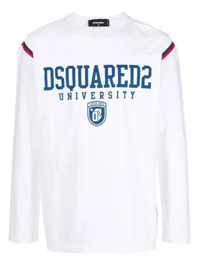Dsquared2 Varsity Logo Long Sleeved T-shirt In White