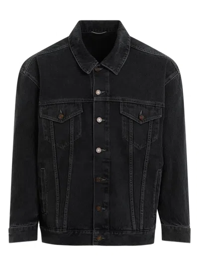 Saint Laurent Jeansjacke Im Distressed-look In Black