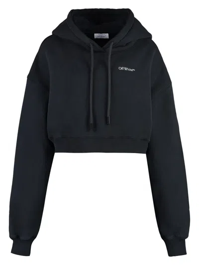 Off-white Cropped Hoodie In Black