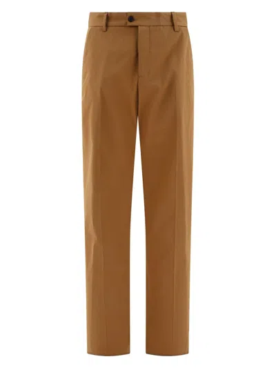 Alexander Mcqueen Tailored Trousers With Back Logo In Brown