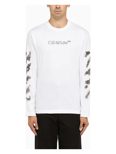 Off-white Off White™ White Long Sleeved T Shirt In Black