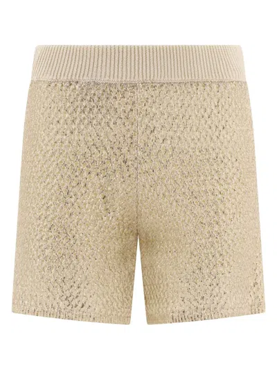 Peserico Elastic Waist Shorts In Beige