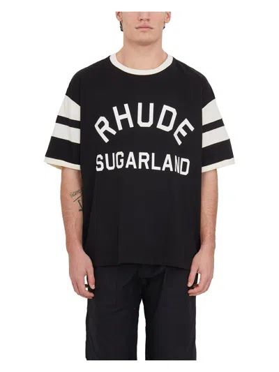 Rhude Sugarland Ringer Cotton T-shirt In Black