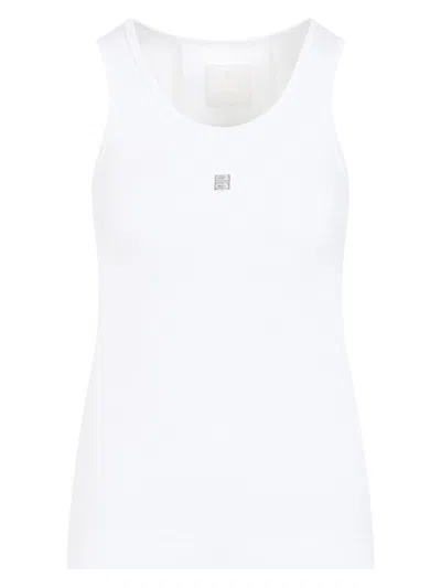 Givenchy Women's White Logo-plaque Cropped Ribbed Cotton-jersey Tank Top In White