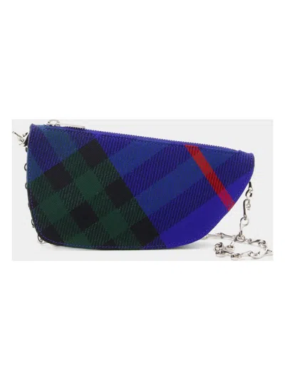 Burberry Micro Shield Wallet On Chain In Blue