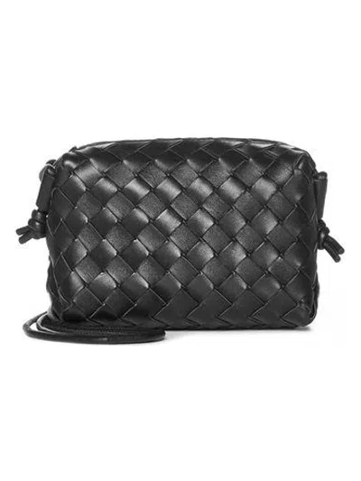 Bottega Veneta Mini Leather Loop Camera Bag In Black
