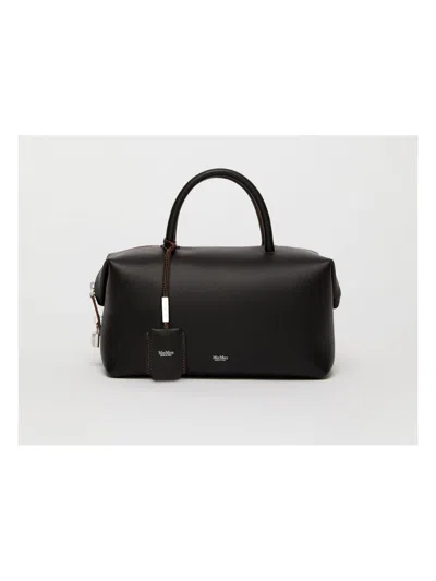 Max Mara Small Shiny Leather Satchel Bag In Black