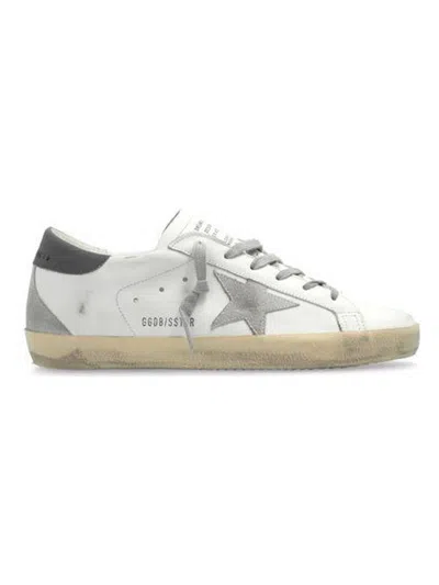 Golden Goose White Low Top Sneakers With Star Patch In White,ice,dark Gray