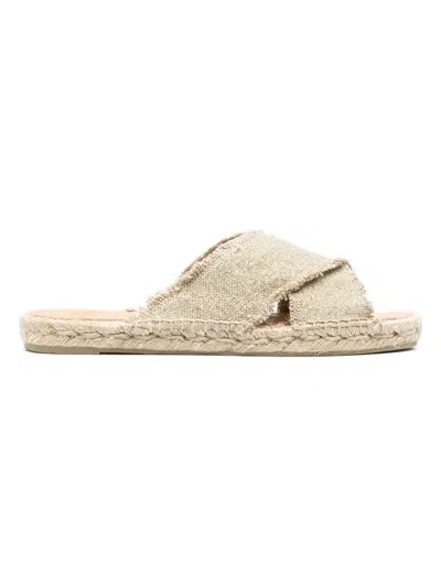Shop Castaã±er Women's Palmera Canvas Flat Sandals In Golden