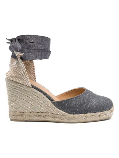 Castaã±er Castaner Lurex Carina Wedge Espadrilles In Grey
