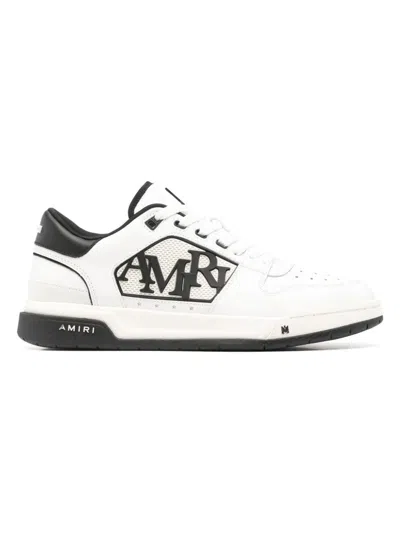 Amiri White Low Top Sneakers With Logo Patch On The Side And Contrasting Heel With Logo Lettering In Leath In White,black