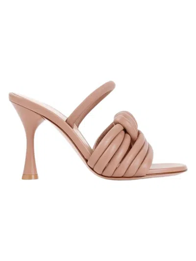 Gianvito Rossi Ottavia 95 Knotted Leather Slingback Sandals In Peachpea
