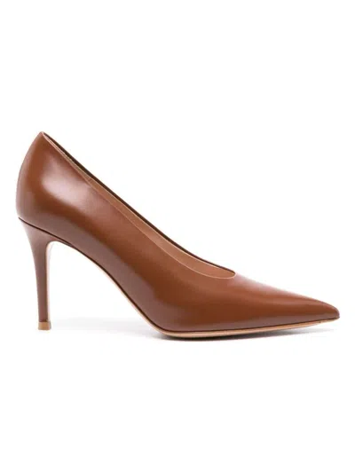 Gianvito Rossi Pointed-toe 85mm Leather Pumps In Mousse