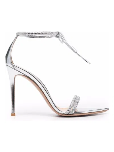 Gianvito Rossi Montecarlo Crystal-embellished Suede And Satin Sandals In Silver